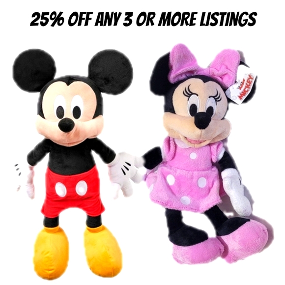 Mickey Minnie Mouse Disney Plush Stuffed Animal Doll Toy Collectable Set Bundle - Picture 1 of 16